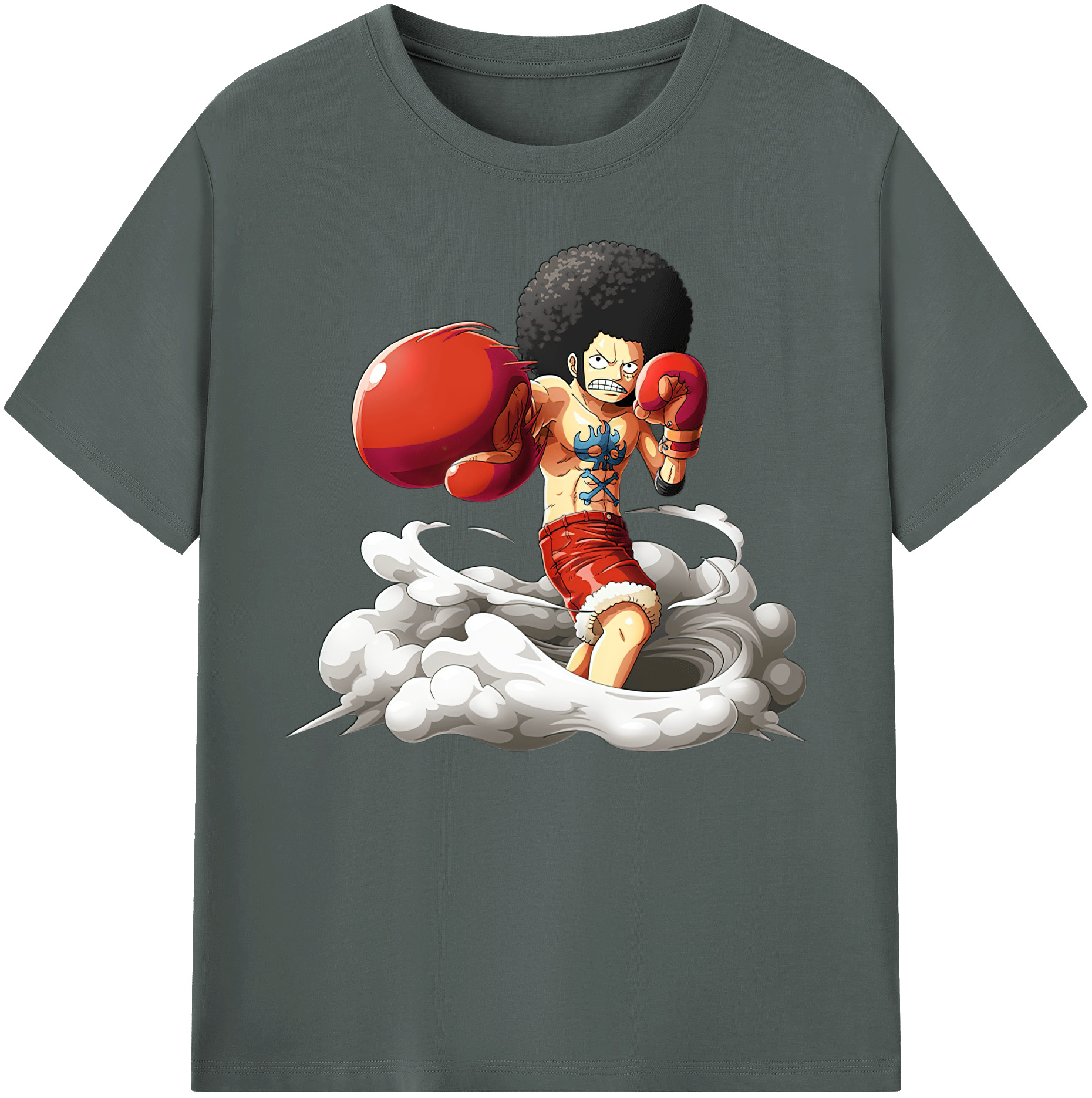 ワンピース モンキー・D・ルフィ ONE PIECE Monkey D. Luffy 綿100％ メンズ半袖Tシャツ｜肌触りやわらか＆通気性